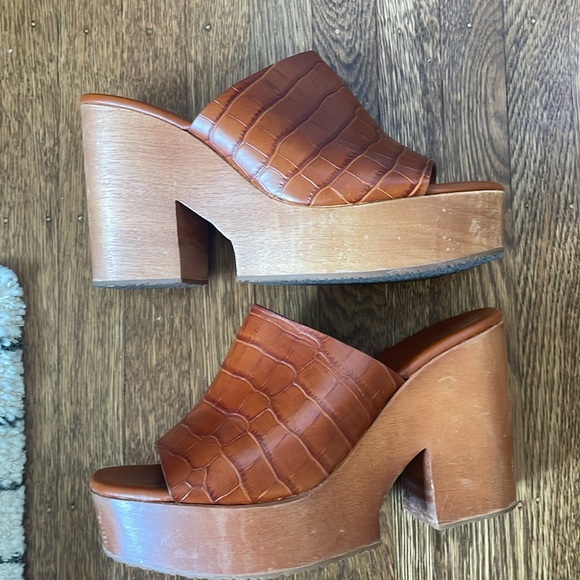 Zara Croc Leather Platform Heels - Picture 4 of 7